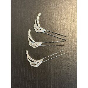 Set Of 3 Rhinestone Crystal Hair Pins Elegant Hair Accessories For Special Event